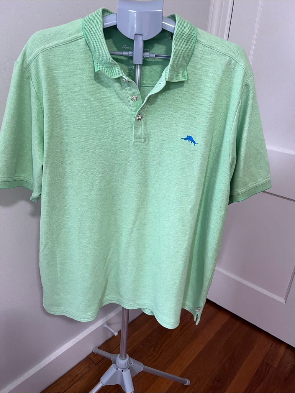 Tommy Bahama Mint Green Polo with Blue Dolphin Logo, Islandzone